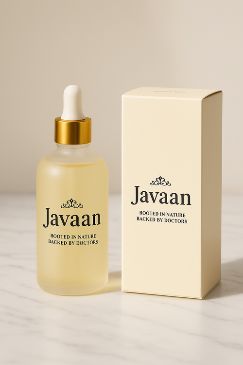 Javaan Hair Growth Serum bottle with botanical oil blend for scalp nourishment and hair strength